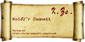 Kolár Zsanett névjegykártya